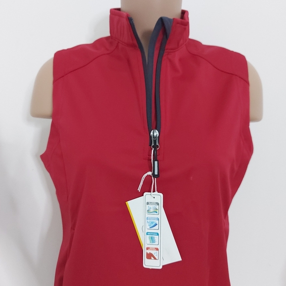 Core 365 Womens Classic Red Carbon 850 Knit Shell Vest Audio Port Stretchable - Picture 3 of 5